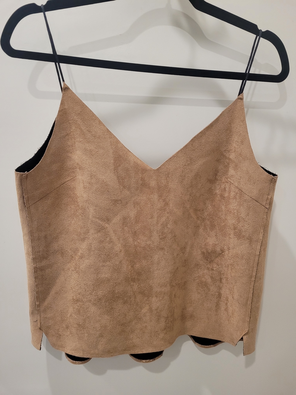 OAK + FORT Tan Suede-Look V-Neck Camisole